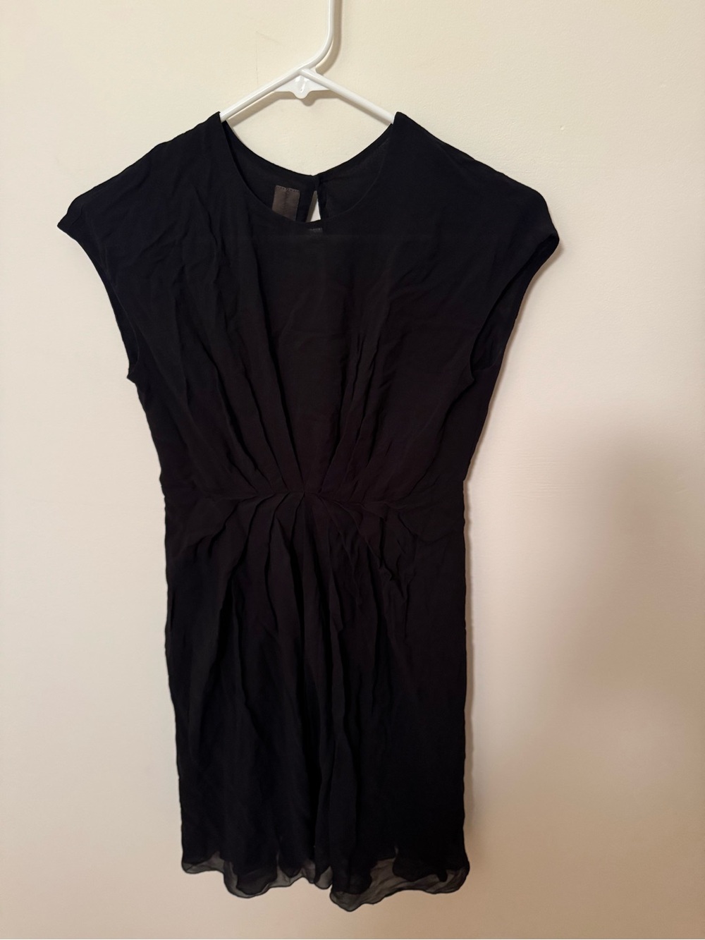 Rick Owens Women's Black Gathered Waist Silk Dress 6 US